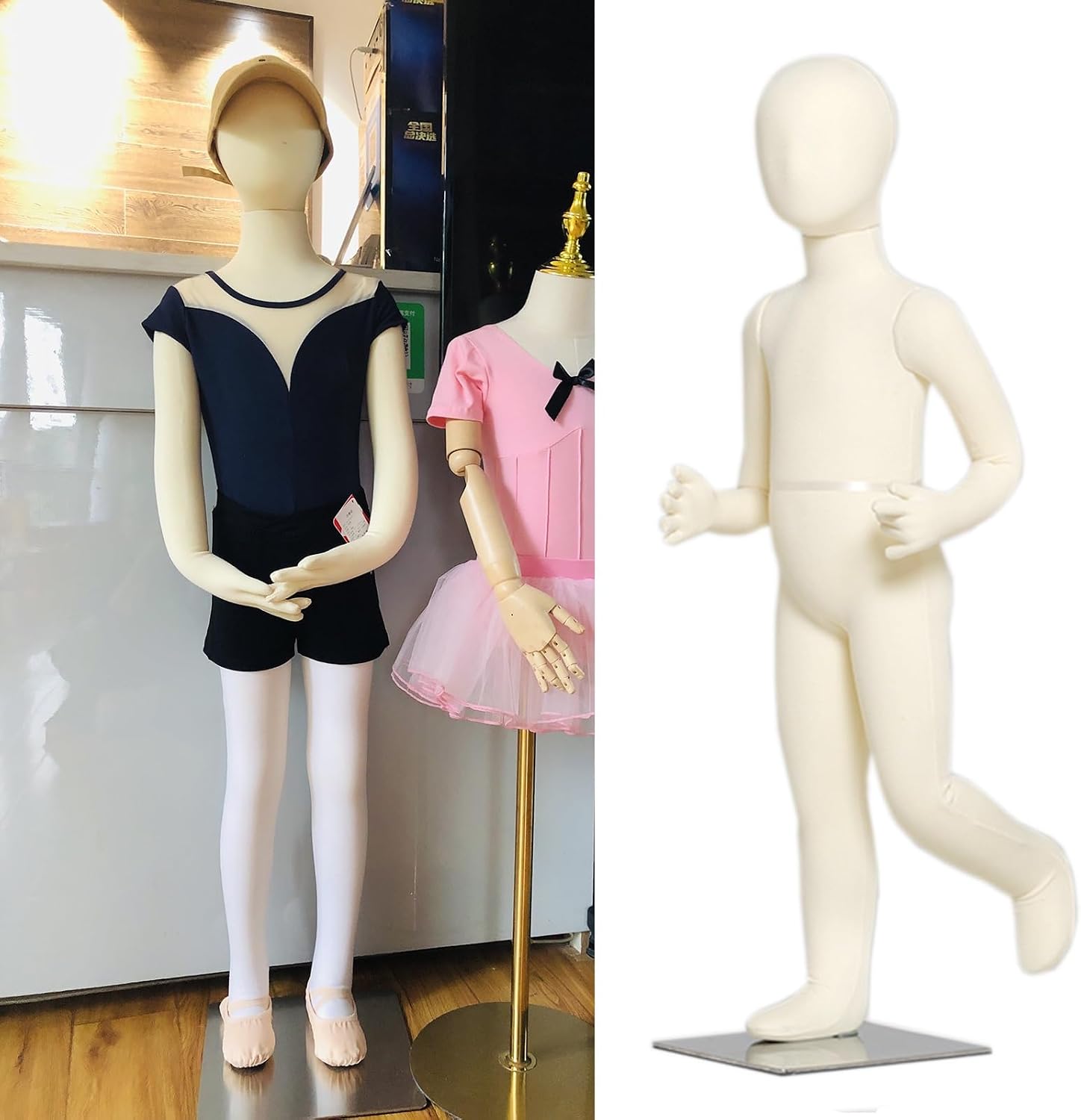 30 40 50 60 Inch Height Child Mannequin Full Body, Adjustable Detachable Sewing Manikin with Metal Base, Commercial Kids Dress Form Display Dummy(9 Years Old)