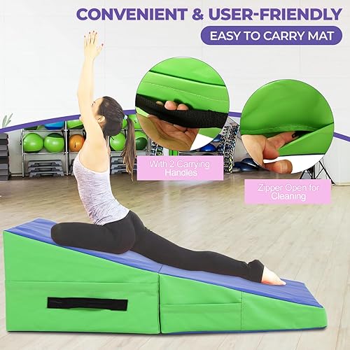 Miniatura 9 de Colchoneta de gimnasia inclinada, esterilla de yoga para gimnasio en casa, alfombrilla de ejercicio plegable con superficie de poliuretano