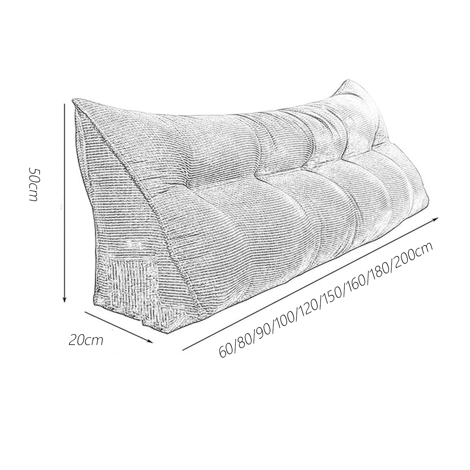 Poduszka na zagłówek z wypustkami bocznymi do łóżka podwójnego, XL, długi ochraniacz na materac, kolor biały, 180 x 50 x 20 cm, idealna do pokoju w akademiku t