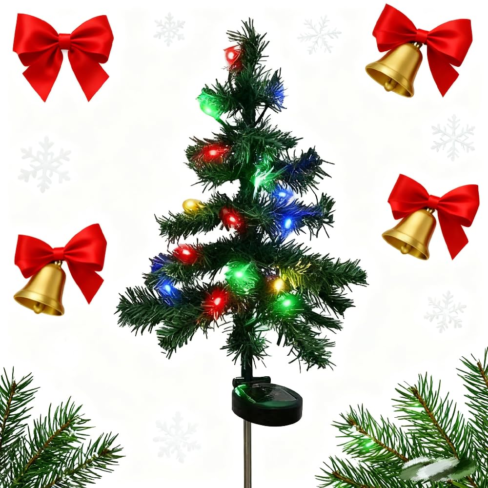 1Pack Solar Christmas Trees for Outside Solar Tree Garden Stake Lights Waterpro-of Decorations Tree Lights Outdoor Light Pathway