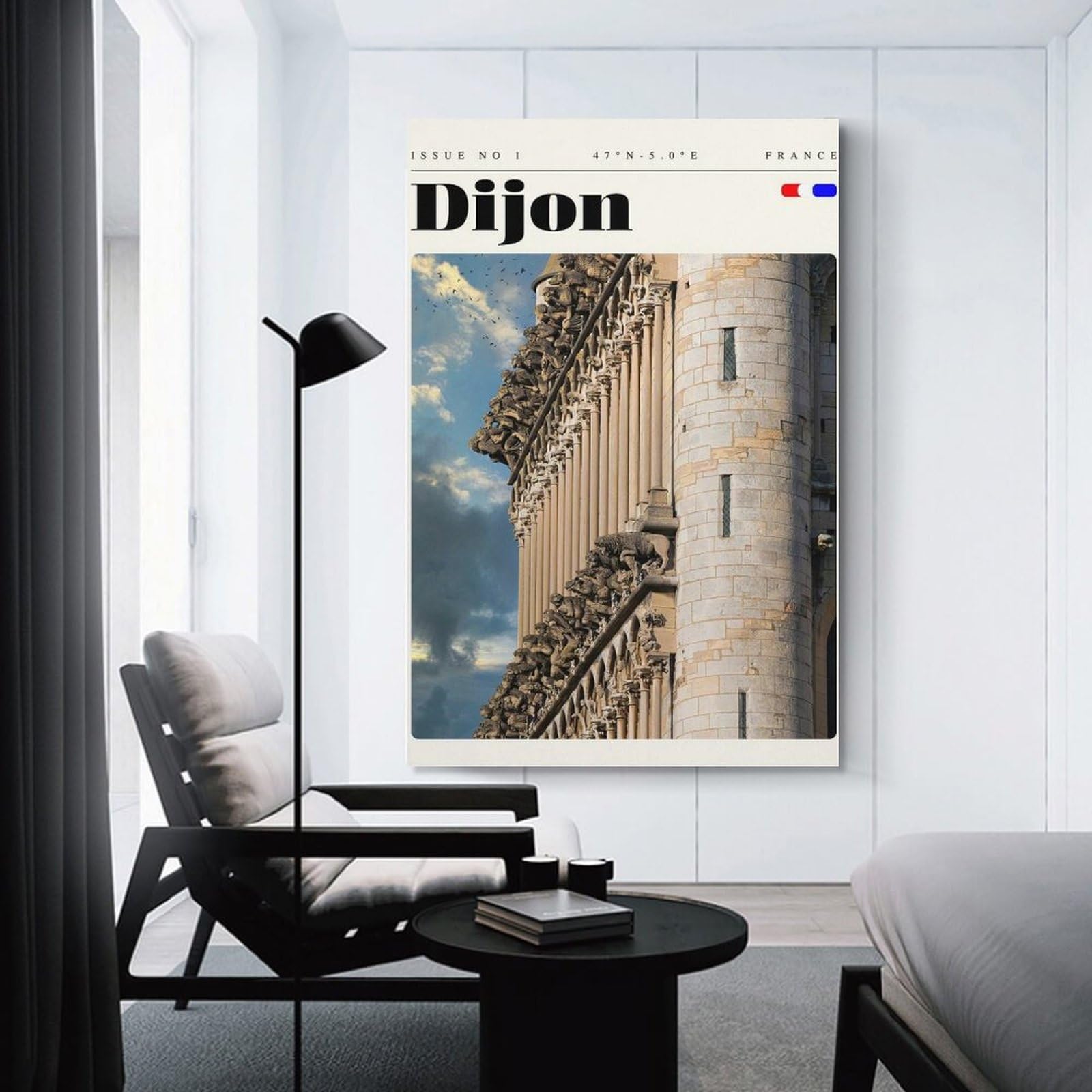 Junmoney Unframe-Style-5 Canvas Wall Art Dijon France Travel Art, 16X24inch(40X60cm), For Lounge, Study, Hallway Or Flat Walls, Canvas Wall Art That Fits Changing Layouts