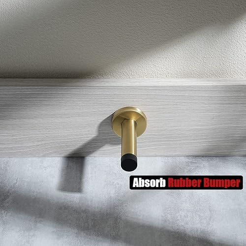 Miniatura 6 de JQK DSB5-BG-P4 - Tope de puerta dorado, acero inoxidable 304 de grosor de 0.039 pulgadas, amortiguador de sonido, tope de puerta, 4 unidades, oro