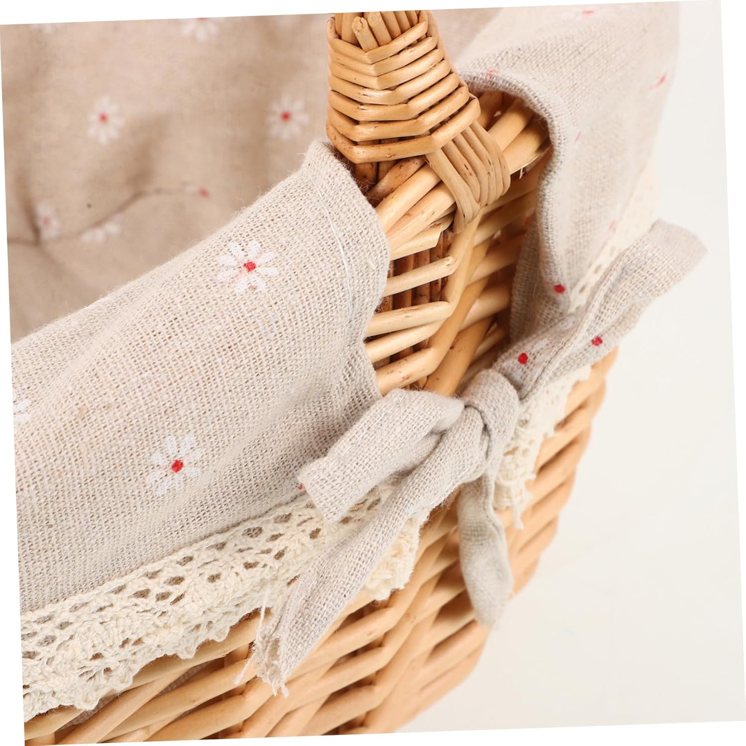 Rustic Woven Picnic Basket with Wooden Handles Medium Empty Basket for Fruit Storage and Shopping for Outdoor Use and Home Organization