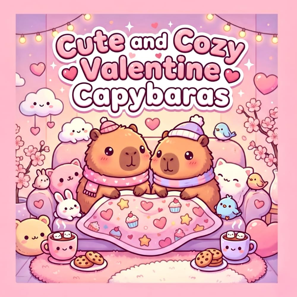 Cute & Cozy Valentine Capybaras: A Bold & Easy Valentine’s Day Coloring Book for Teens and Adults