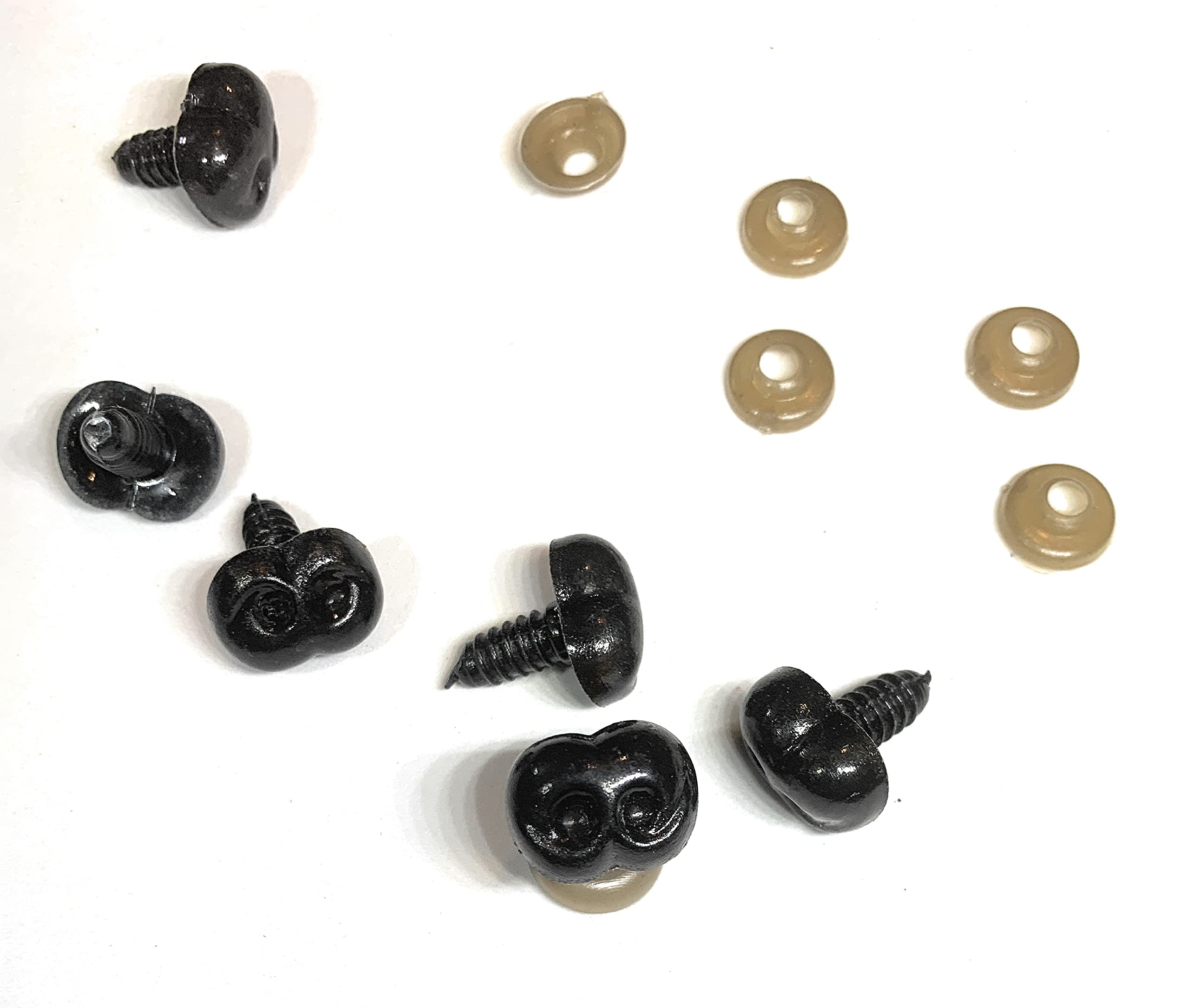 My Yarnery Safety Nose for Soft Toys/Screw Nose with Washer(at The Back) for Making Soft Toys (Dog) (Black, D2) (100 Pieces)