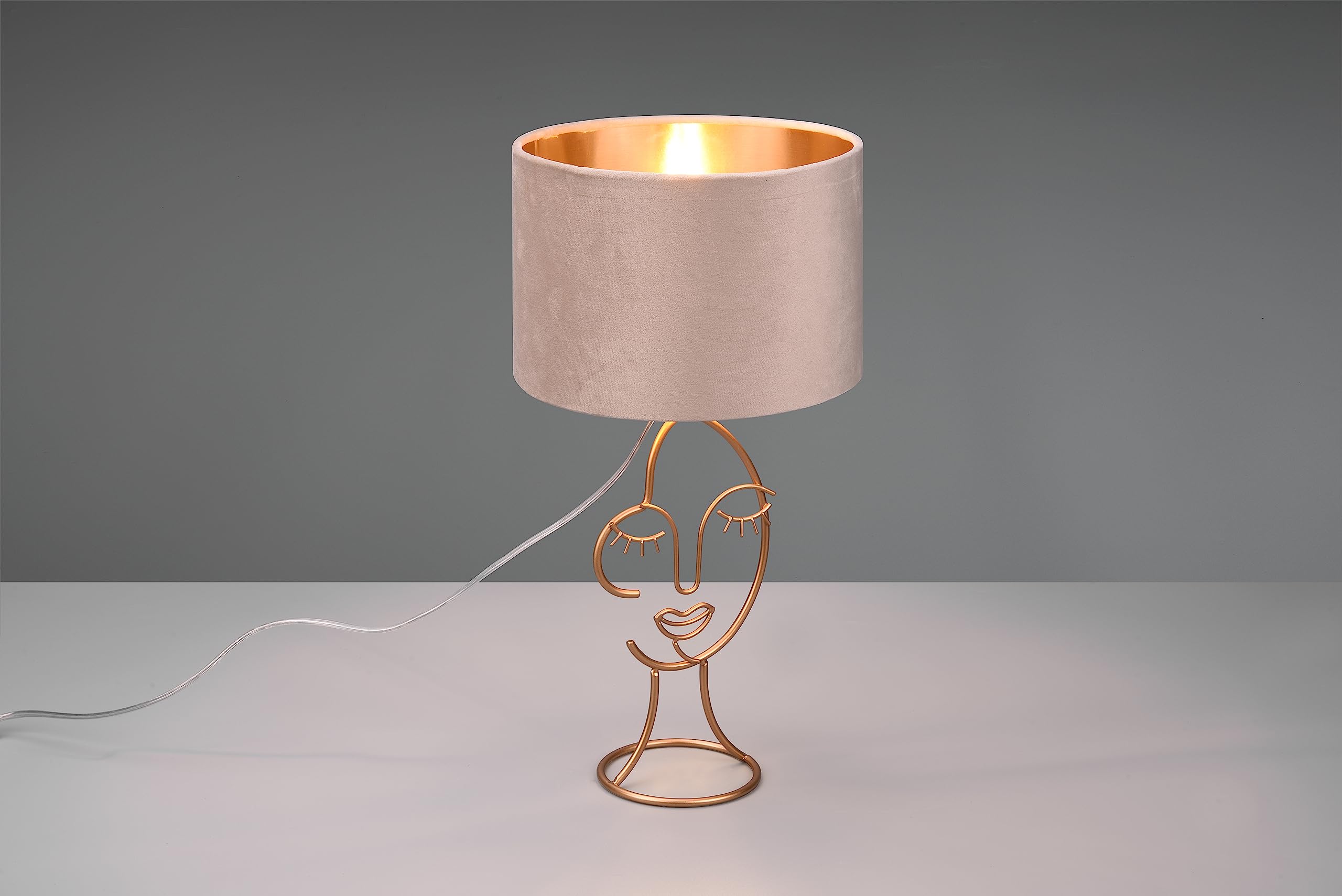Reality, Lampa stołowa, Mary 1xE27, max.60,0 W Tkanina, beżowy, Korpus: Metal, beżowy Ø:24,0cm, H:45,5cm Przełącznik kabla, IP20,bez podświetlenia