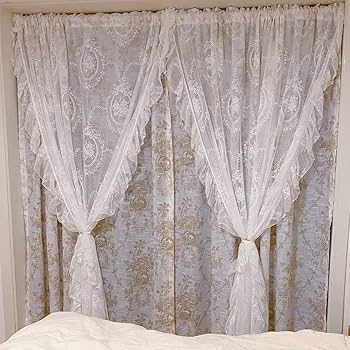Amazon｜フランス風ヴィンテージレースダブルレイヤーカーテン