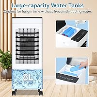 Vista 3 de Aire acondicionado portátil, enfriador de aire evaporativo 3 en 1 tanque de agua de 2 galones, aire acondicionado portátil de volumen de aire ultra