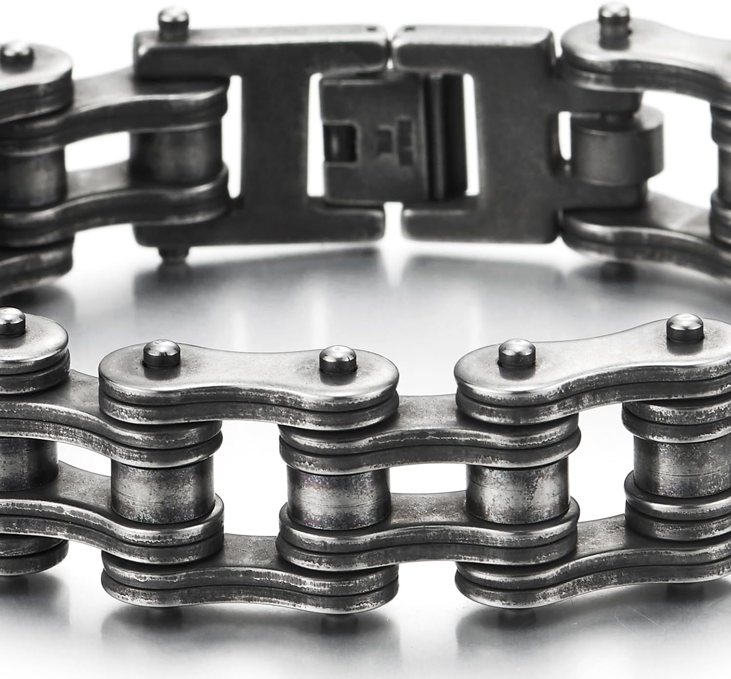 COOLSTEELANDBEYOND Masculine Mens Bike Chain Bracelet of Stainless Steel Two-Tone Polished - Image 3
