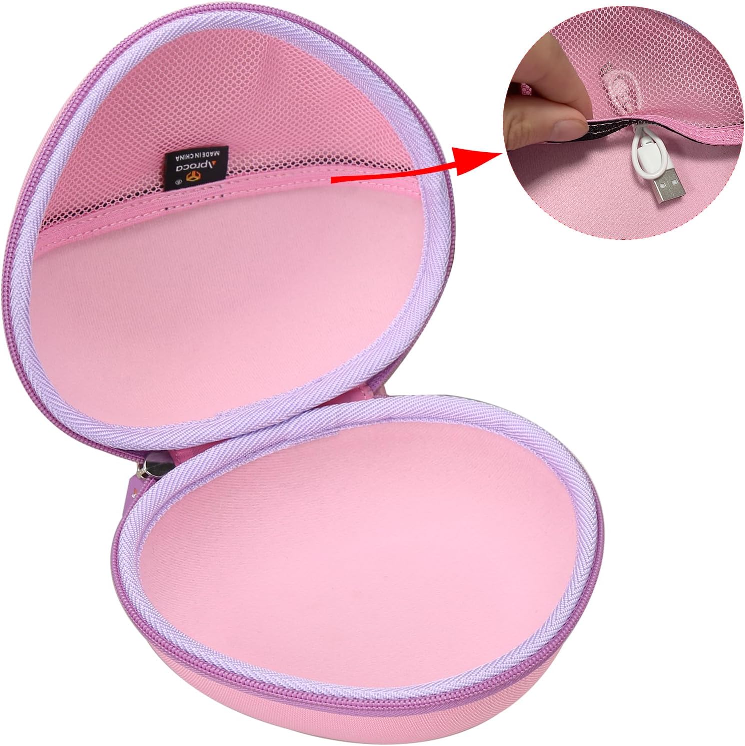 Aproca Pink Hard Storage Case, for iClever BTH12 / iClever BTH20 Kids Bluetooth Headphones - Image 2