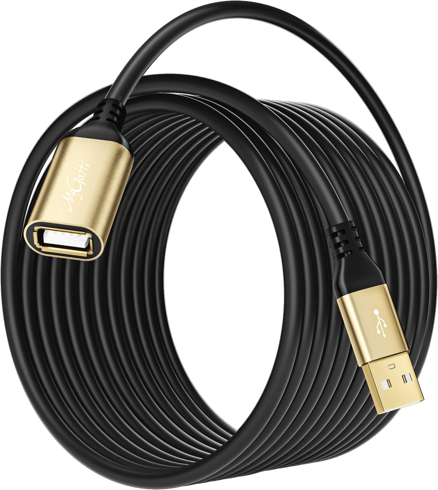 USB Extension Cable 15FT, Extra Long USB 2.0 Type A Male to Female Extender Cord Adapter with Gold-Plated Connectors, Compatible with Keyboard, Mouse, Flash Drive, Hard Drive, Controller, Printer