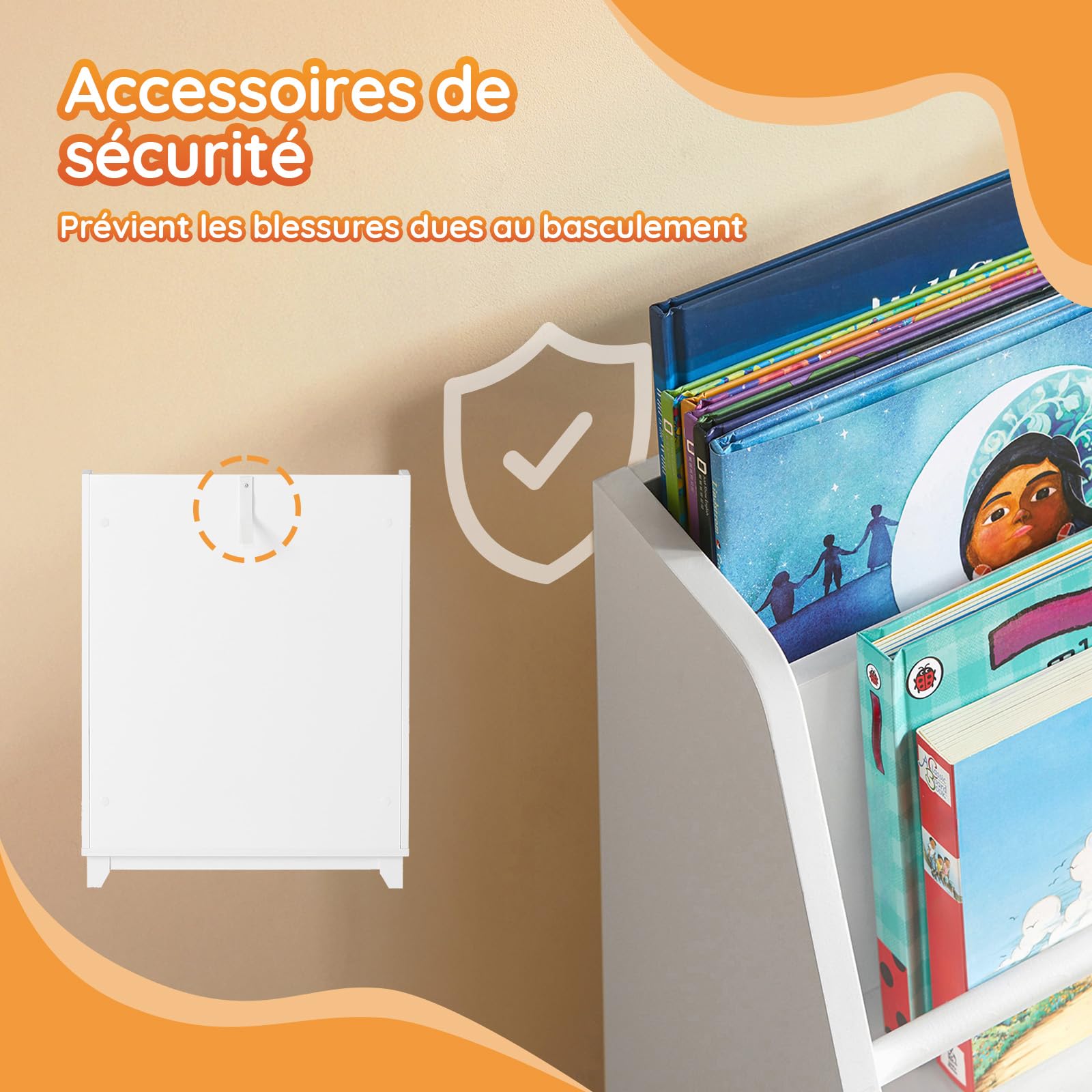 SoBuy Bibliothèque Enfant 3 Paniers Charge Max. 50kg 63x28x80cm | étagère livre avec compartiments et boîtes de rangement, MDF E1, pour chambre bébé KMB34-W