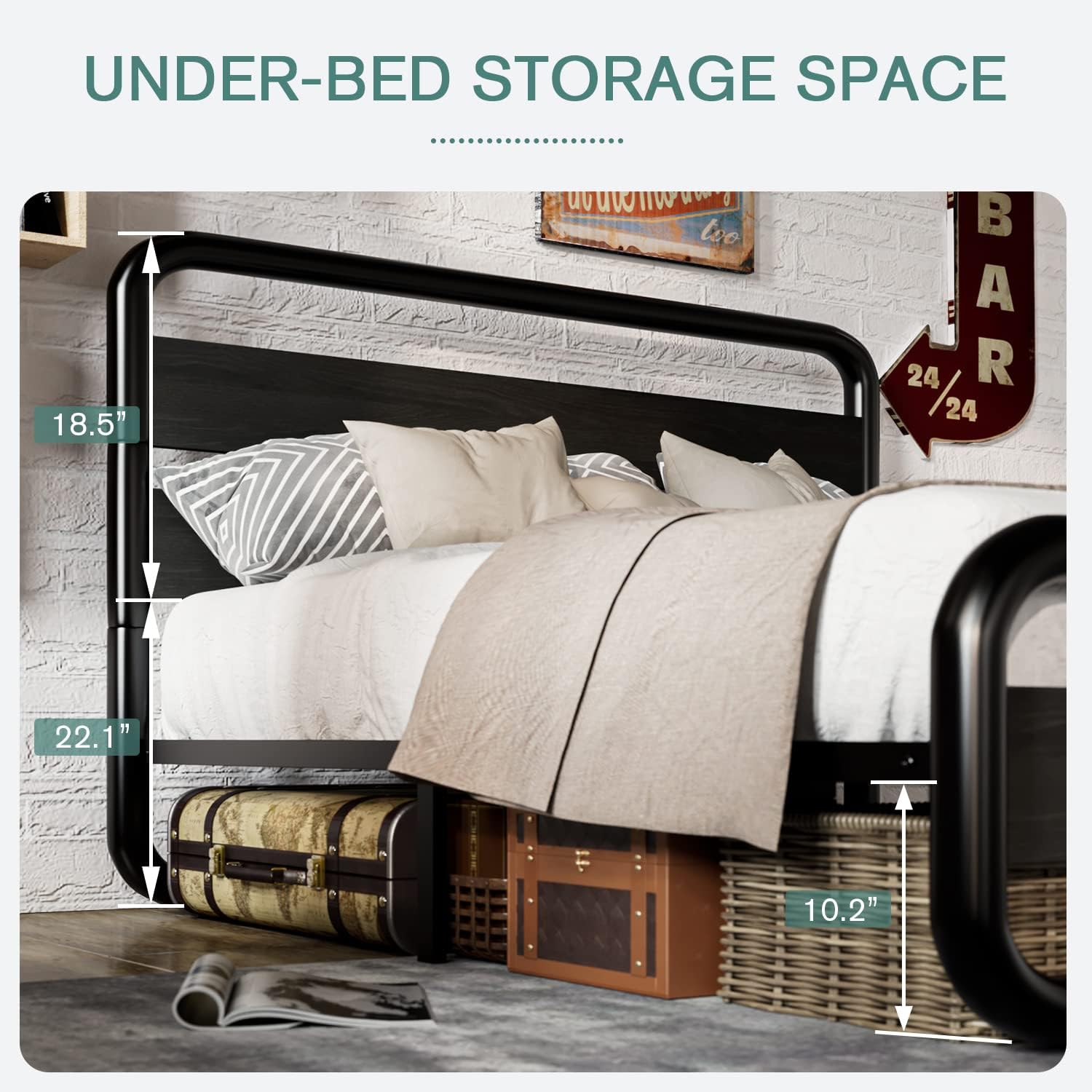 Image showing the 10.2 inch under-bed storage space with storage baskets