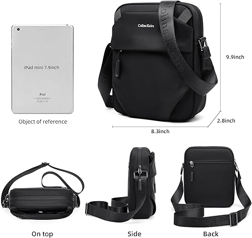 Miniatura 3 de Colins Keirs Bolso bandolera para hombre, bolso bandolera de viaje con cremallera y correa de hombro ajustable. Bolsa de mensajero pequeña, color