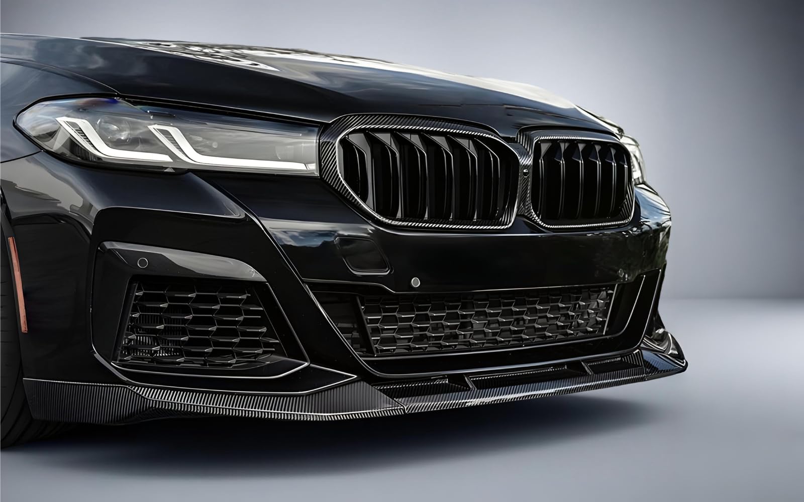Mptuned Frontstoßstangenspoiler Frontspoiler Carbon-Look Kompatibel mit G30/G31 LCI 2021-2023 | Nur für M-Sport Stoßstange | Hochwertiger ABS-Kunststoff