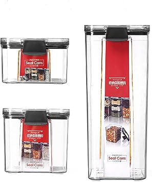 Cereal Container Storage Set,Airtight Food Storage Containers with Lids,Airtight Large Dry Food Storage Containers,BPA Free Dispenser Plastic Cereal Storage Containers 120.4 oz,3 PC