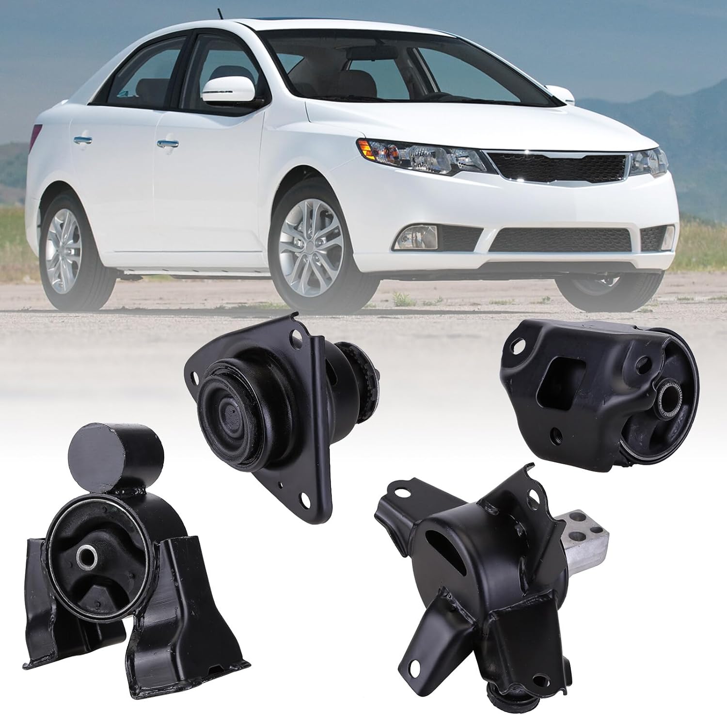 ikasus Pack of 4 Engine Motor Mount and Transmission Mount Kit for 2010 2011 2012 2013 Kia Forte 2.0L 2.4L Automatic Trans Replaces 9360 9345 9783 9785 Front, Right, Rear