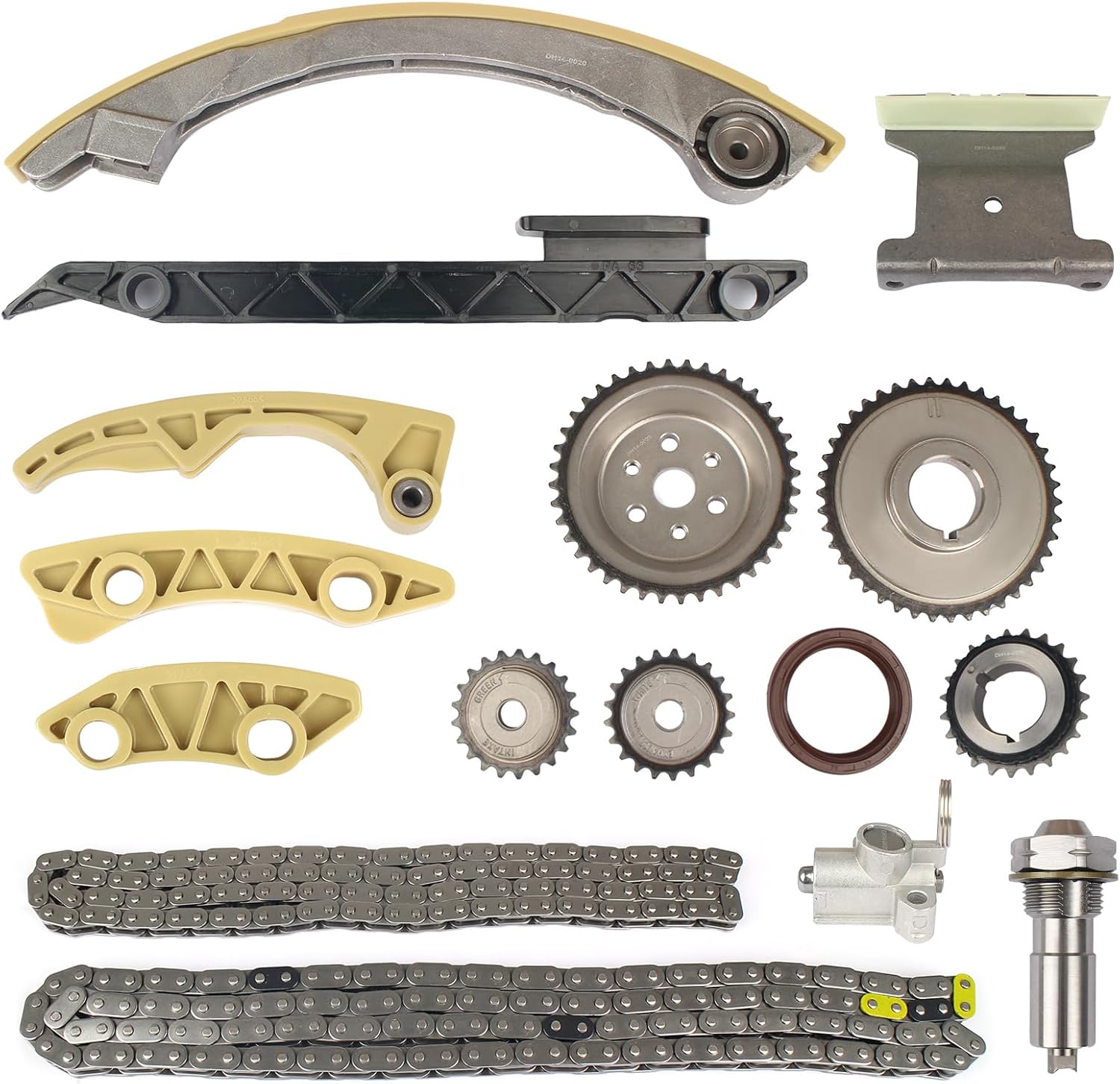 Autoround 9-4201S [2.4L 2.2L 2.0L] Engine Timing Chain Kit Fit for Chevy, GMC, Buick, Pontiac, Saturn, Saab - Malibu Equinox Terrain LaCrosse Regal Cobalt G6 Vue, w/Chain Guide Rail Tensioner Sprocket