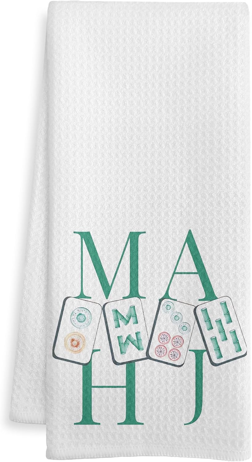 Mahjong Gifts Kitchen Towels, Mah Jong Lovers Gifts Dish Tea Towel, Mahjong Gift for Women Men Hand Towels for Bathroom Decor, Funny Bathroom Kitchen Decor, 16X24 Inch