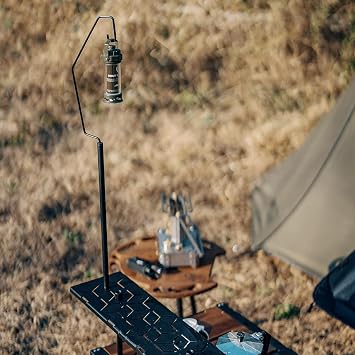 Outdoor Camping Storage Table Includes Lamp Pole Combination Table Multifunctional Lightweight Portable Foldable Table (A)