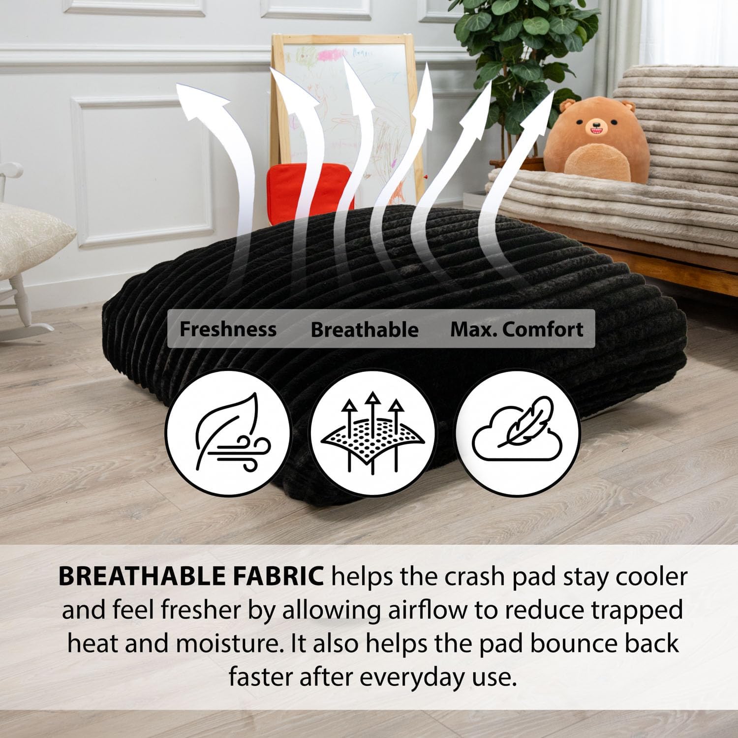 Crash Pad - Sensory Pad with Cover Foam Blocks for Kids and Adults, Ideal Gymnastics Equipment - Charcoal 60" X 60"