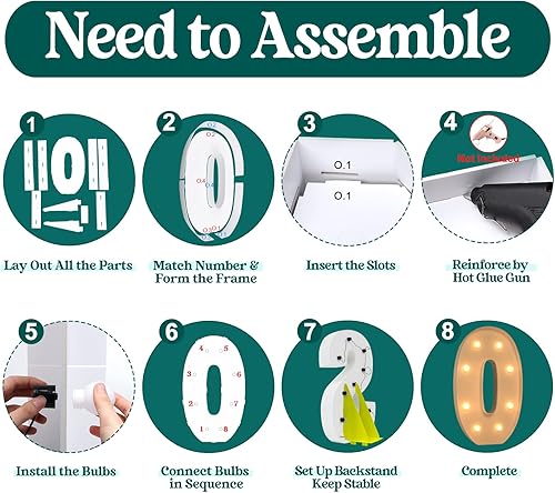 Miniatura 303 de Números iluminados grandes de 4 pies, números de marquesina 2 para decoraciones de cumpleaños de 21 para niños y niñas, números gigantes iluminados