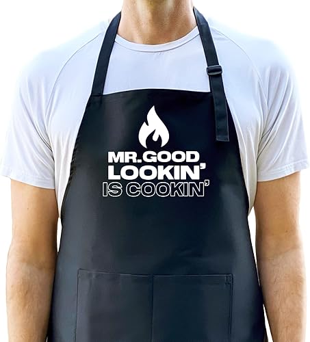 Mr. Good Lookin' is Cookin' - Delantal divertido para hombres, delantal para parrilla, delantal de chef, divertido para papá, delantal divertido