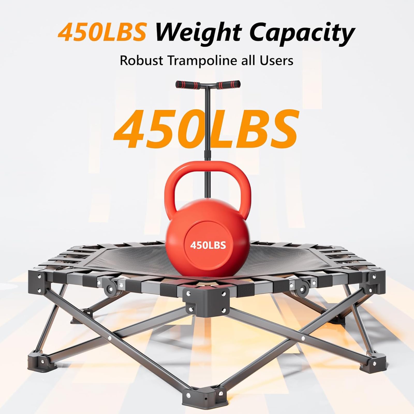 Trampolino Elastico Pieghevole Da 42" Con Barra Di Trasporto Regolabile, Trampolino Elastico Per Fitness, Allenamento Cardio Per Adulti, Carico Massimo 450 Libbre, 110 cm