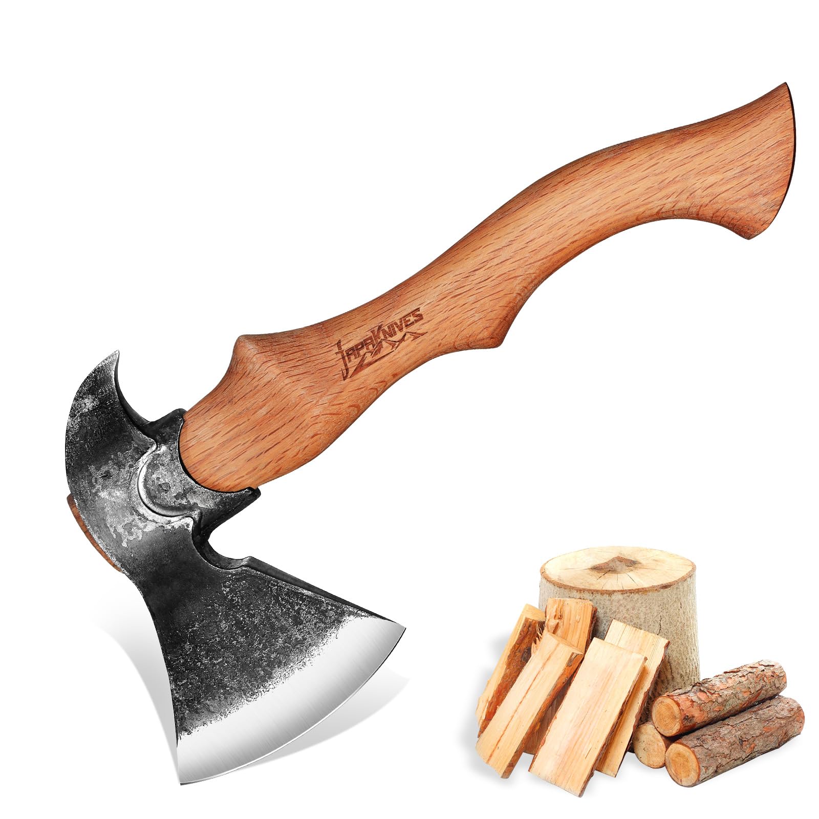 Japaknives Ascia vichinga forgiata a mano 38cm per spaccare il legno all'aperto