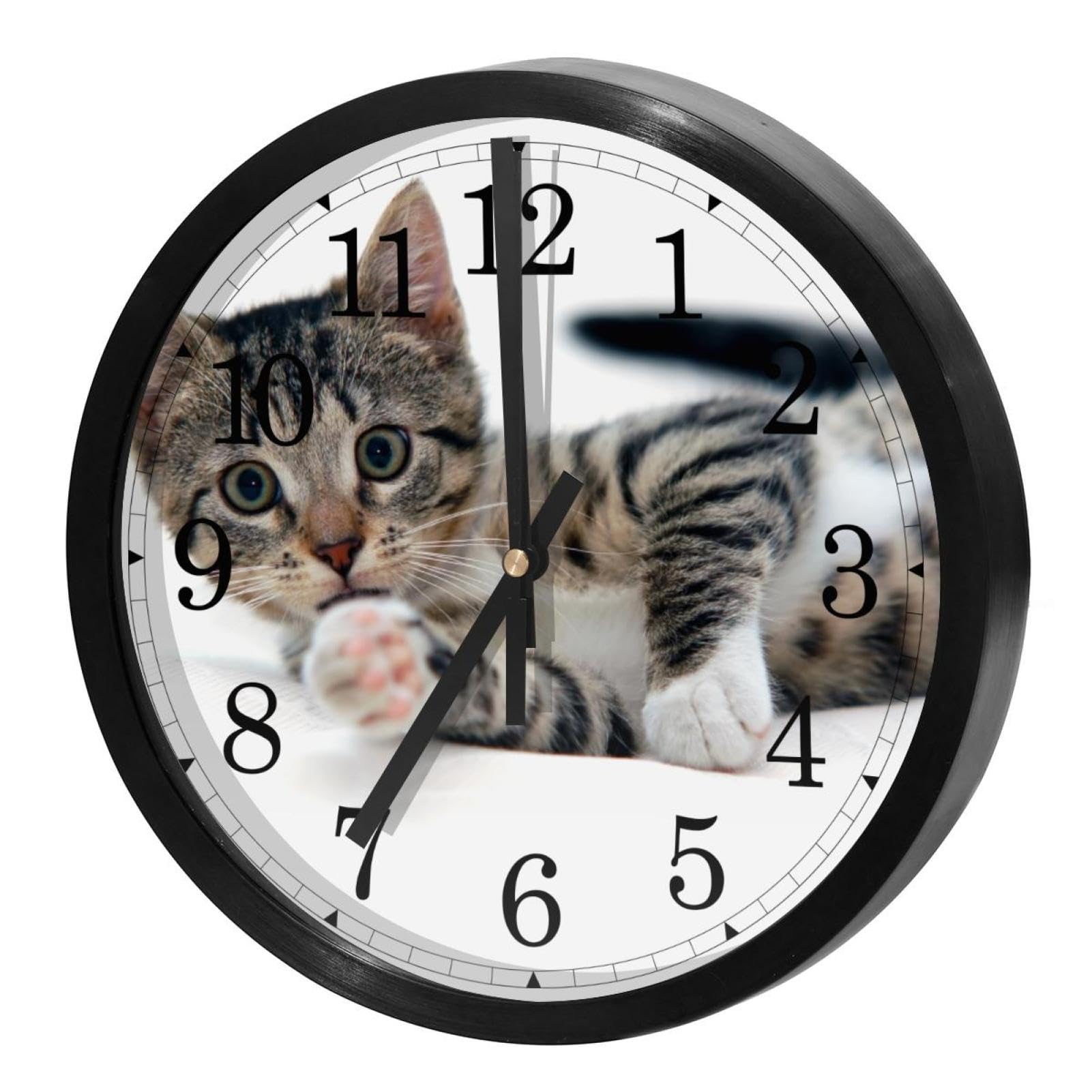 Horloge murale silencieuse de cuisine et salon design chat couché pour la maison