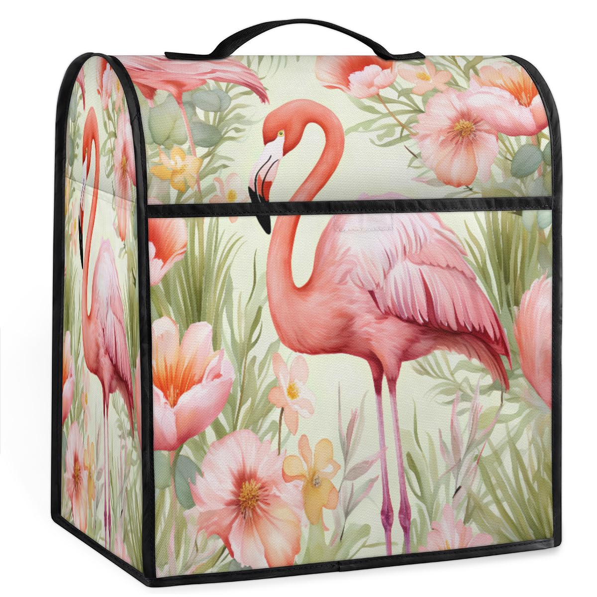 Coffee Maker Cover Watercolor Flower Flamingo Kitchen Appliance Covers Small Appliance Covers Blender Cover Juicer Cover Dust Covers for Kitchen Appliances with Top Handle and Pockets,Washable,B220