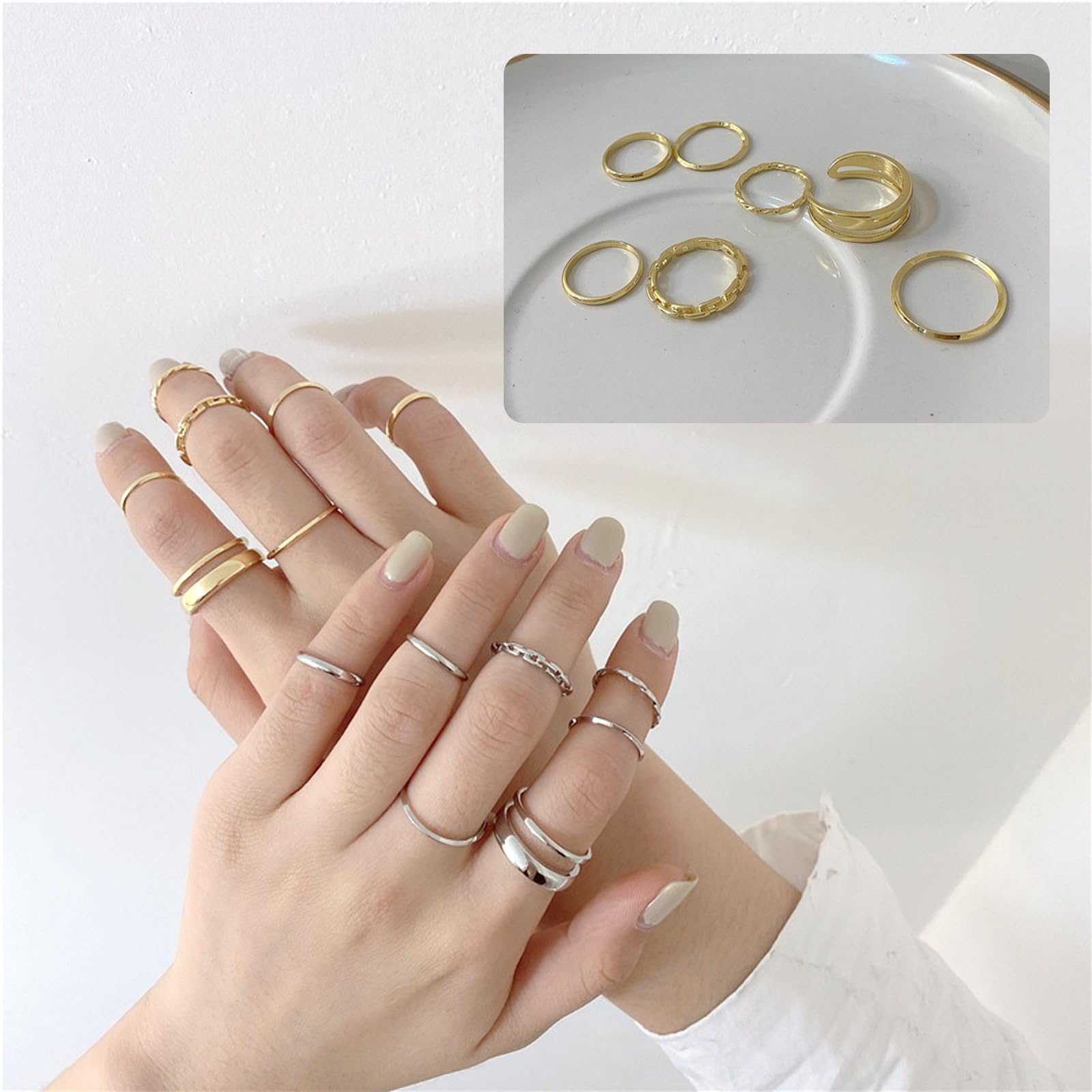 Joyas de Mujer - Set de 18 Piezas: Brazalete Dorado, Cadena y Collar Oro, Gargantilla y Choker Dorado, Bisutería, Joyería y Colgante para Mujeres, Oro — view 6