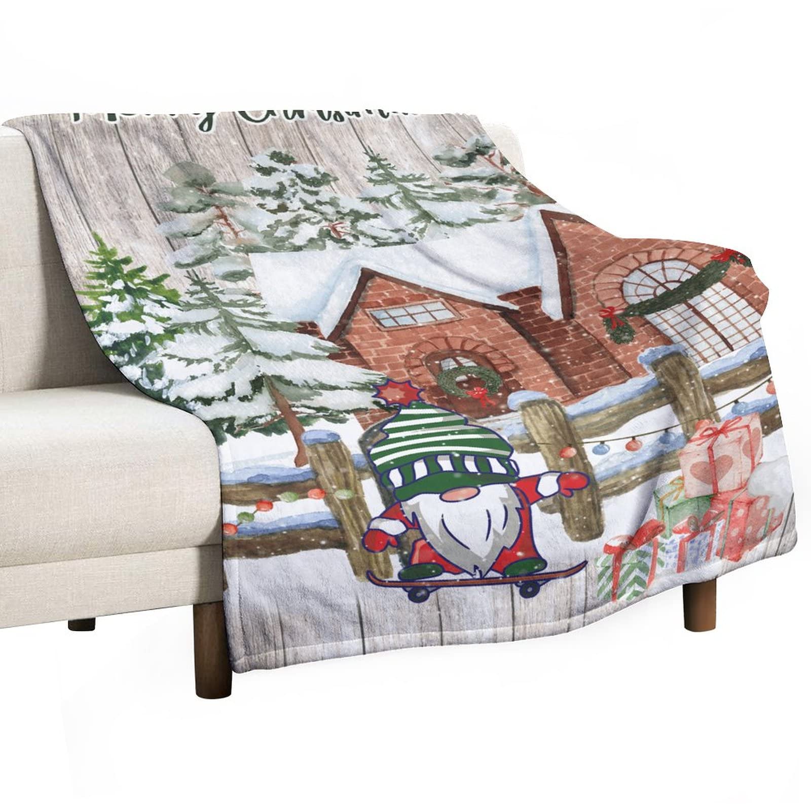 Couverture polaire avec nain de Noël pour vos soirées cocooning au coin du feu
