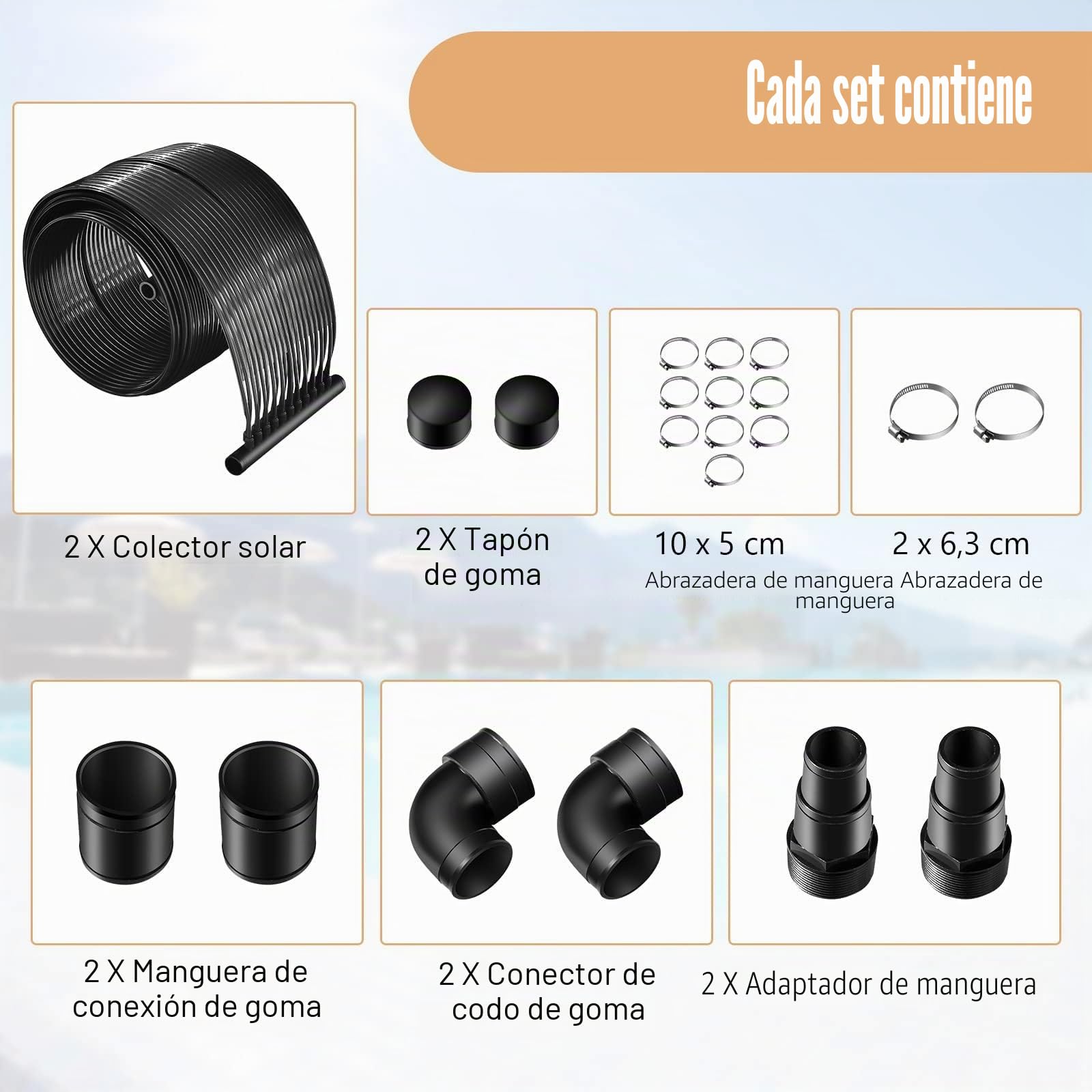 FANTASK Calefacción Solar para Piscina 600 x 75 cm, colector Solar para Piscina de Polietileno Resistente a los Rayos UV, Paneles solares enrollables, Calentador para Piscinas de hasta 25800 L, Color