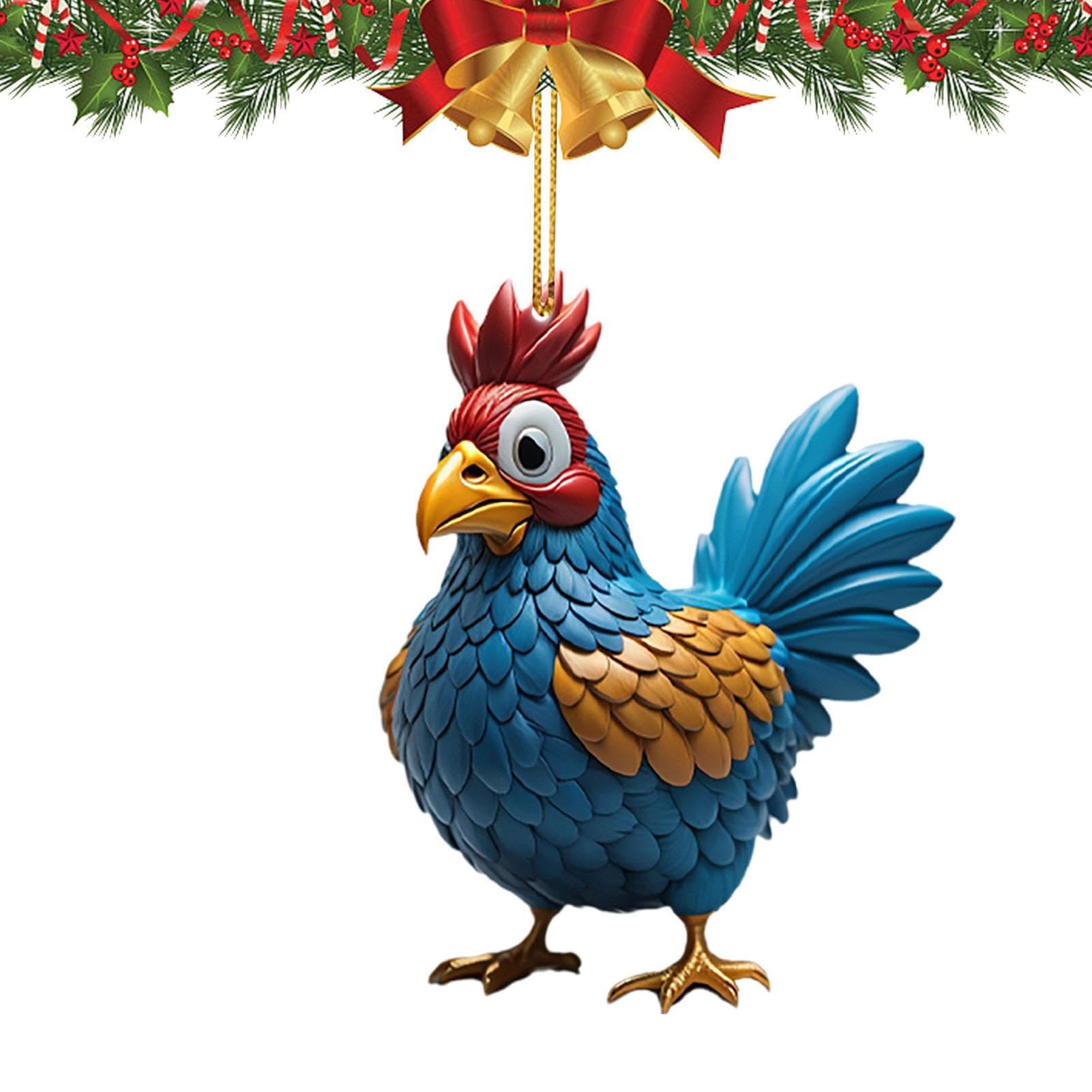 Adornos De Navidad Miniaturas Gallo Escultura Pollo Figuras | Meses Sin Interés