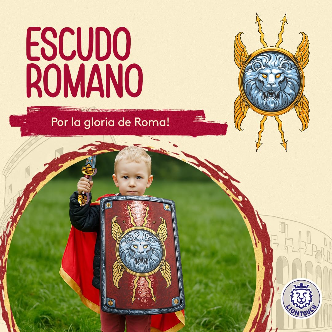 Liontouch - Escudo Scutum Romano de Legionario para Niños 3+ Años | Juguete de Espuma Histórico para Juego como Soldado en Antigua Roma | Armas y Armaduras Seguras, Disfraces y Trajes de Gladiador