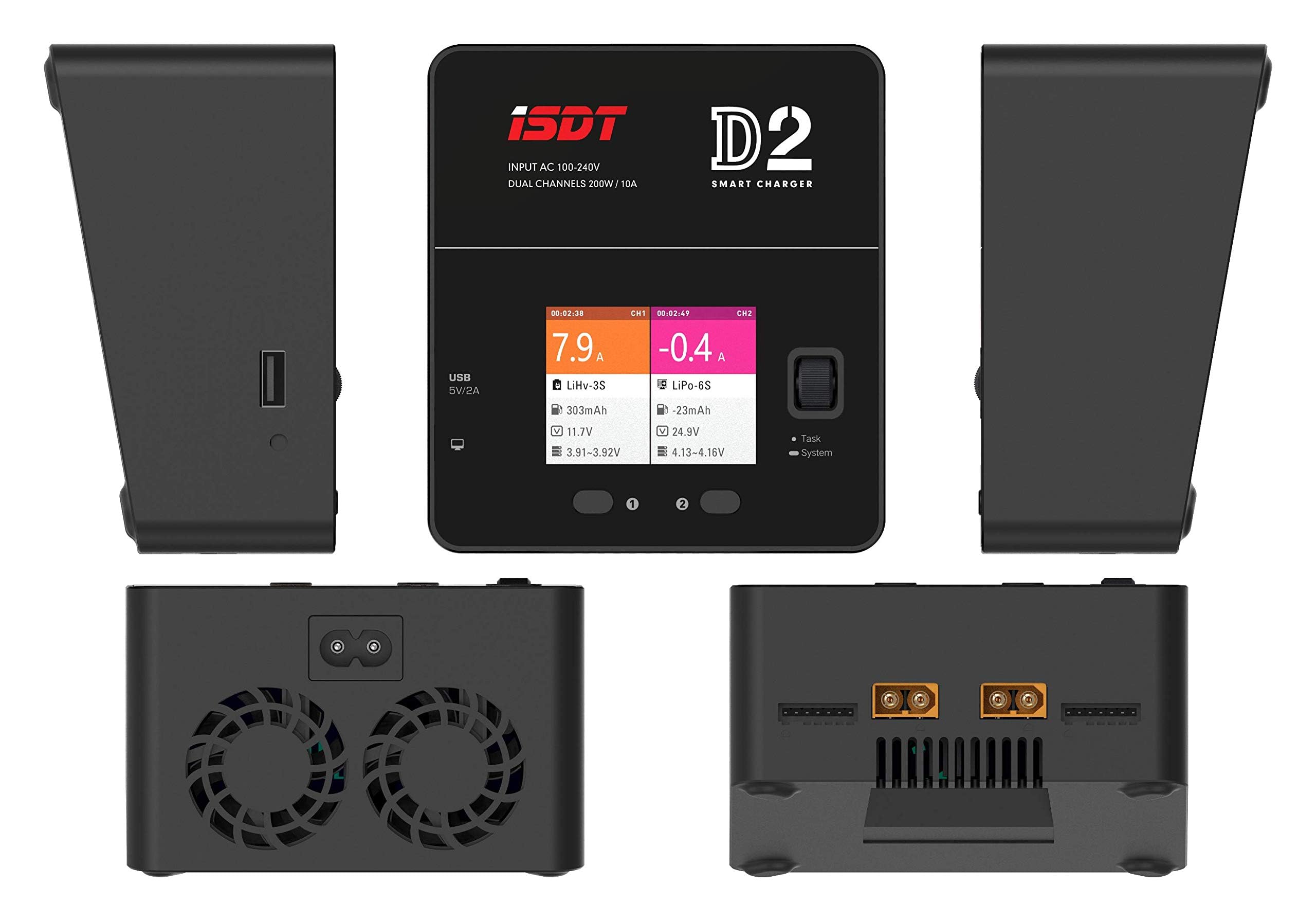 ISDT D2 Mark 2 200W 12A Netzteil Lipo Akku Batterie Balance Ladegerät Entlader AC DC Dual für Rc Modelle 1-6S Li-ion Life NiCd NiMH LiHV PB