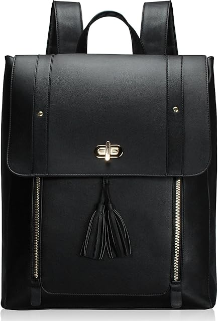Estarer Laptop Backpack for Women 15.6 Large PU Leather Satchel Rucksack Handbag For Work Travel