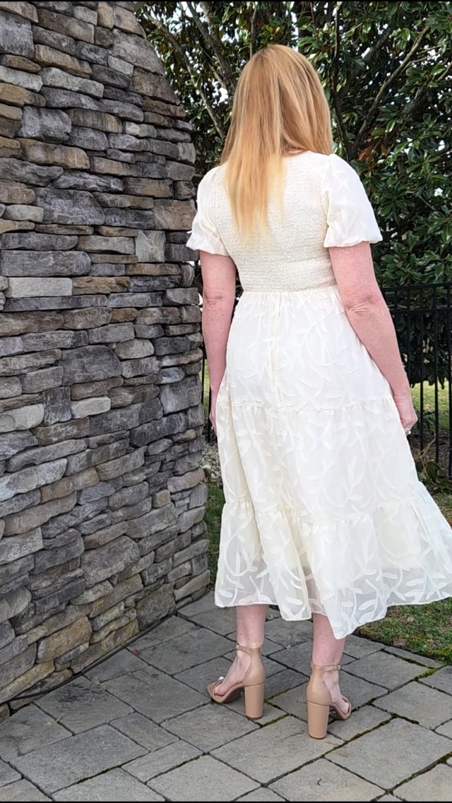 chiffon midi dress with sleeves BerryGo Womens Summer Short Sleeve Flowy Smocked Crewneck A Line Tiered Wedding Guest Dresses 2026(Apricot,Small) at Amazon Women's Clothing store chiffon sleeves design Azazie Aimee sleeve_type:Short/Flutter making it a must Size:43.5