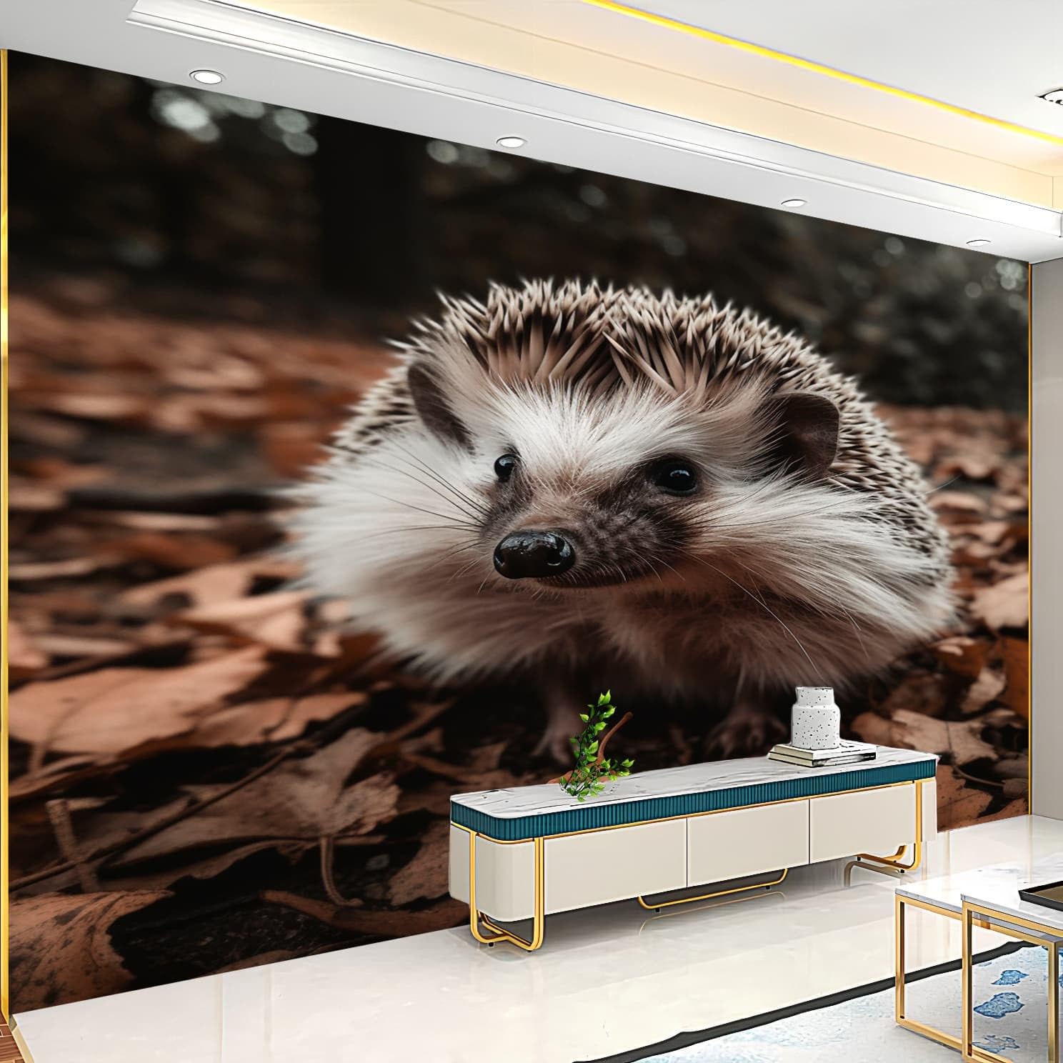 Salon Naklejki ścienne 400 x 280 cm Dżungla Zwierzęta jeż Efekt 3D Murale Ciemna włóknina Tapeta Plakat Projekt pokoju zabaw Przedpokój dzienny Ściany
