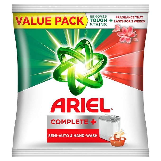 Ariel Complete Detergent Powder - 4kg | Removes 100 Tough Stains in 1 wash | Fragrance that lasts for 2 weeks | For Semi Auto Washing Machine & Bucket Wash