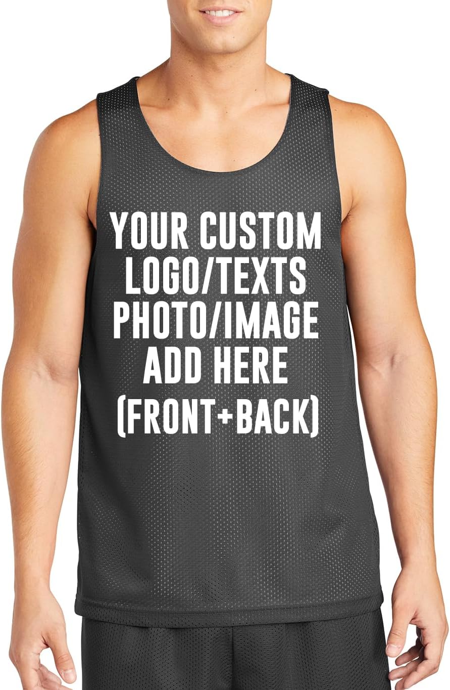 INK STITCH Men St500 Custom Printing Logo Image Texts Mesh Reversible Tank Tops