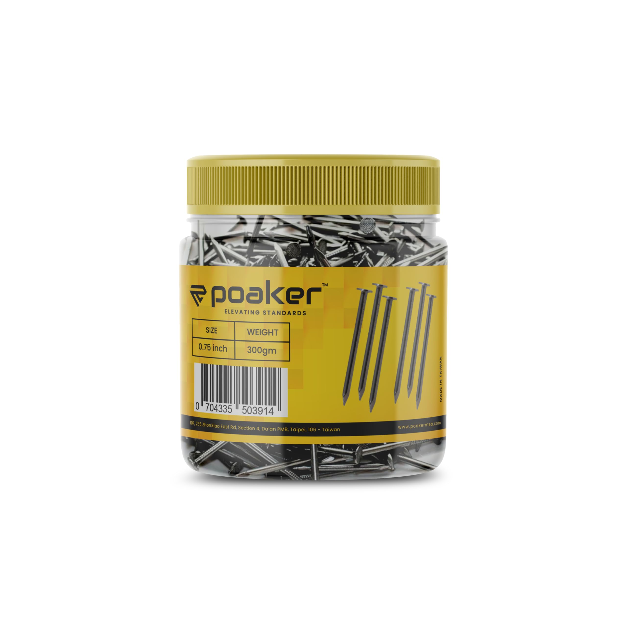 Poaker Common Wire Round Head Nails – Essential Hardware For Carpentry, Electrical, Picture Hanging, Wall Mounting, And Woodworking (3/4 INCH (300 GRAM))