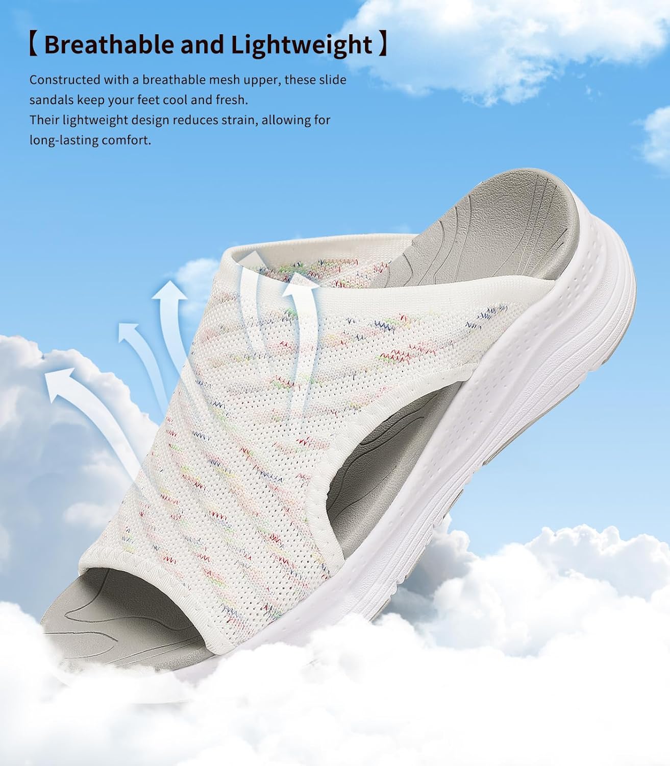 Womens Orthopedic Platform Slides Sandals with Arch Support Ladies Comfortable Walking Open Toe Plantar Fasciitis Slip On for Summer - Image 5