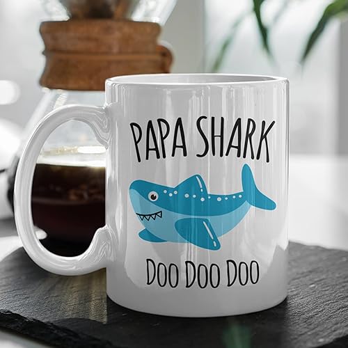 Miniatura 3 de Taza de tiburón para abuelo, regalo de cumpleaños para abuelo, de nietos, 11 onzas, color blanco