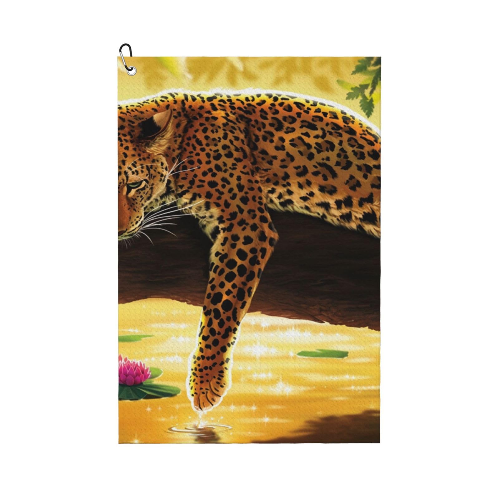 Hnnkloy Funny Leopard, 16x24 in Portable Waffle Golf Towels with Carabiner Clip for Golf Bag