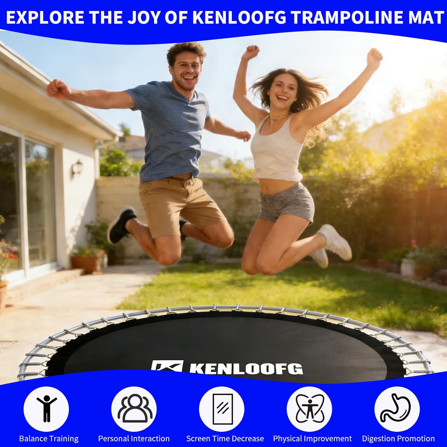 Trampoline Replacement Mat,72/96 V-Rings,Fits 12/14/15ft Trampoline Frame & 5.5"-7" Springs