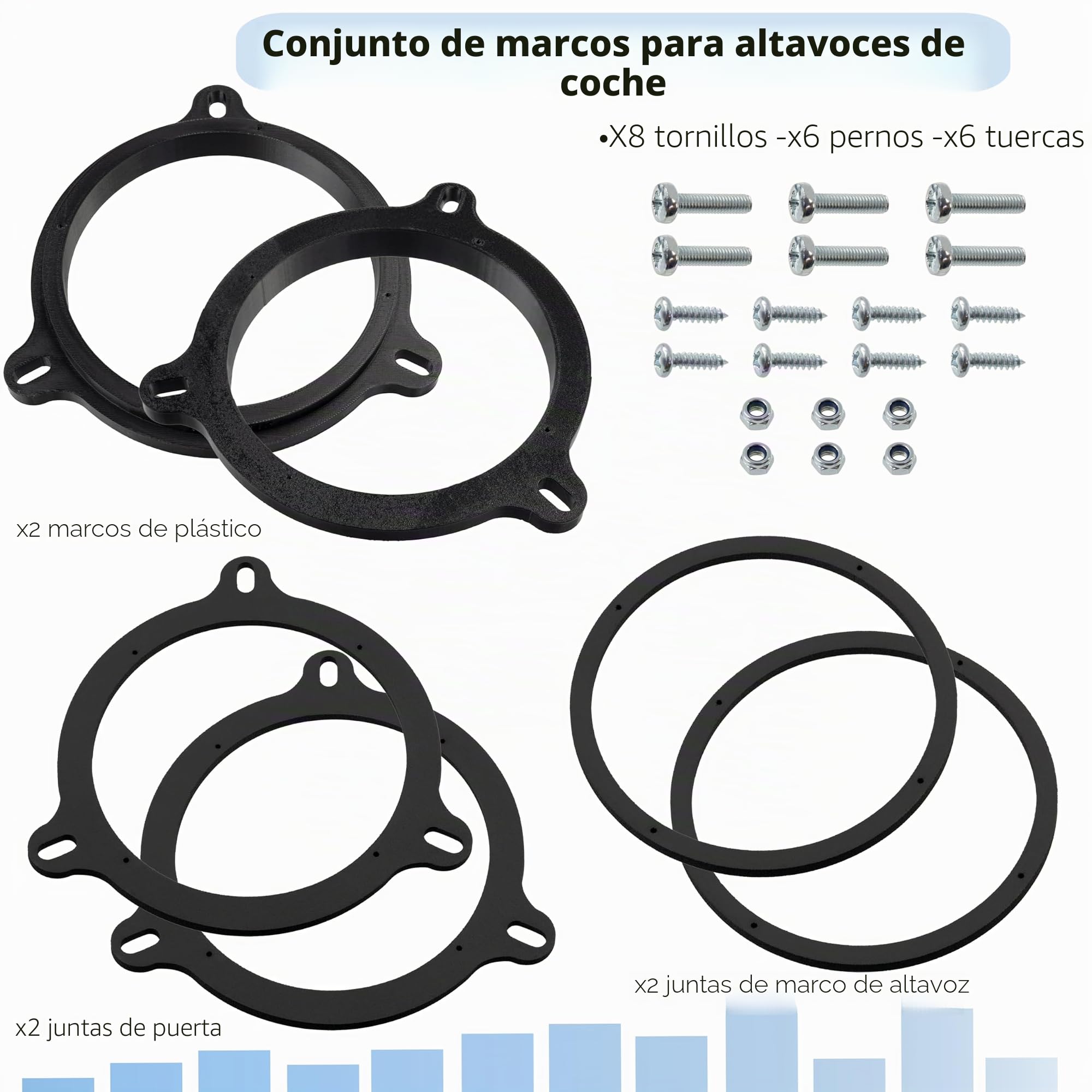 AERZETIX | Kit de 2 adaptadores para Altavoces Ø165 mm | Compatible con Renault Clio IV, V, Megane IV, Scenic IV, Dacia Duster II, Sandero II, Nissan Qashqai J10/J11, Nissan X-Trail T30, T31, T32