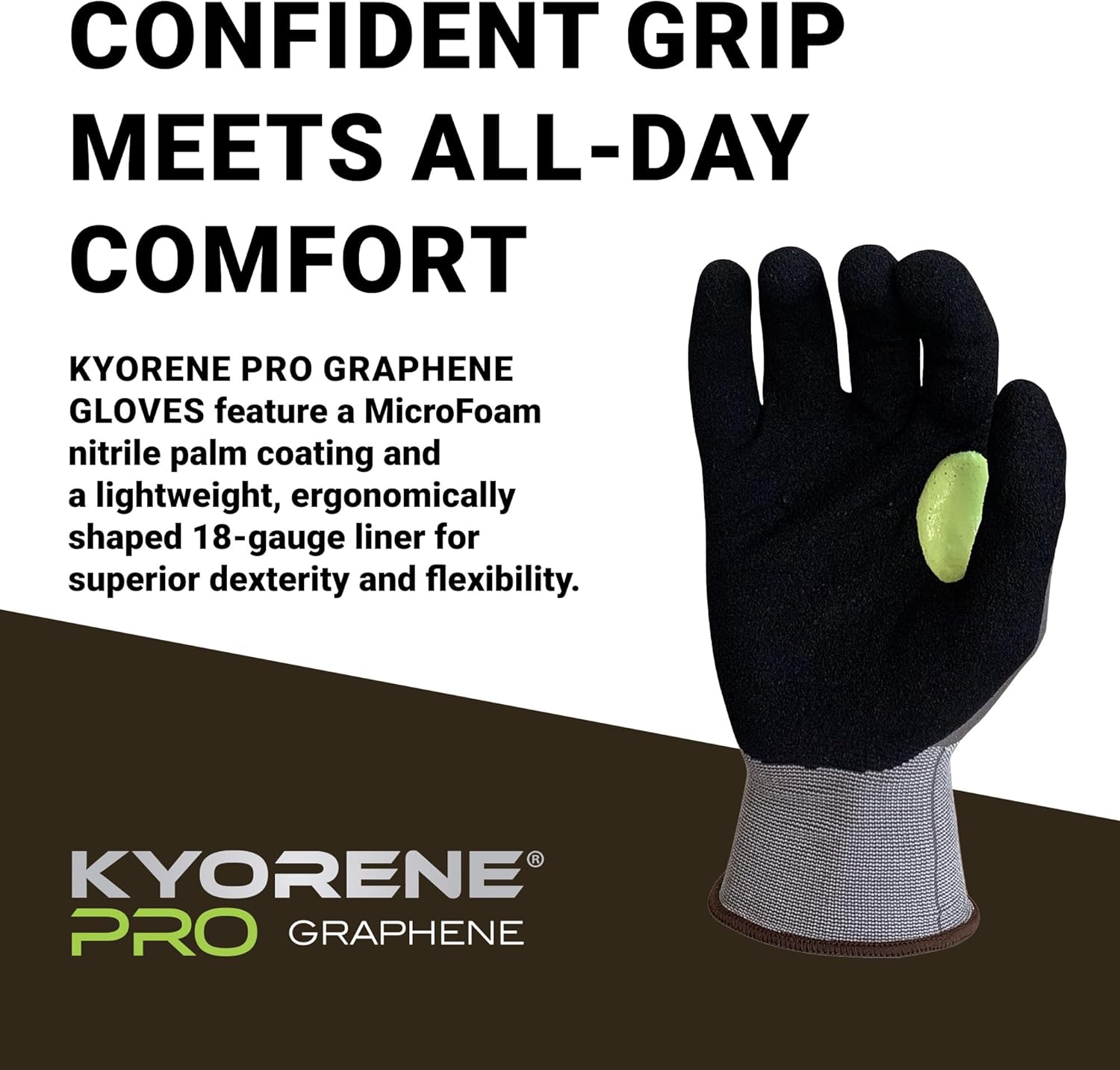 Armor Guys 00-810 Kyorene Pro Graphene Black Nitrile Work Gloves (ANSI Cut Level A1) – Touchscreen Compatible, Ergonomic, Light Gloves for Gardening, Warehousing & Maintenance – Medium (12 pairs)