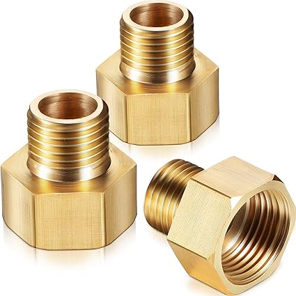 3 Pieces Brass Pipe Fitting Metal Reducer Adapter Brass Fitting Converter Adapter for Machine Constructions Plumbing Pipe Connection (1/8'' Male x 1/4'' Female)